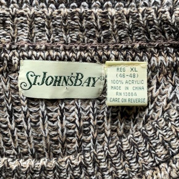 St. John's Bay Black Brown Tan Crewneck Sweater Men XL 46-48 Acrylic - Picture 3 of 6